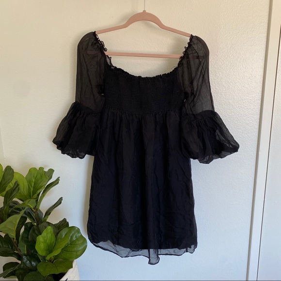 'Zara Basic Black Puff Sleeve Chiffon Dress XS - Picture 2 of 7